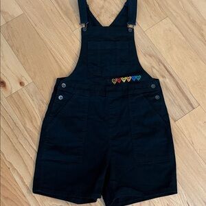 Target x Humberto Cruz Pride Shortalls Small Black Denim Hearts overall shorts